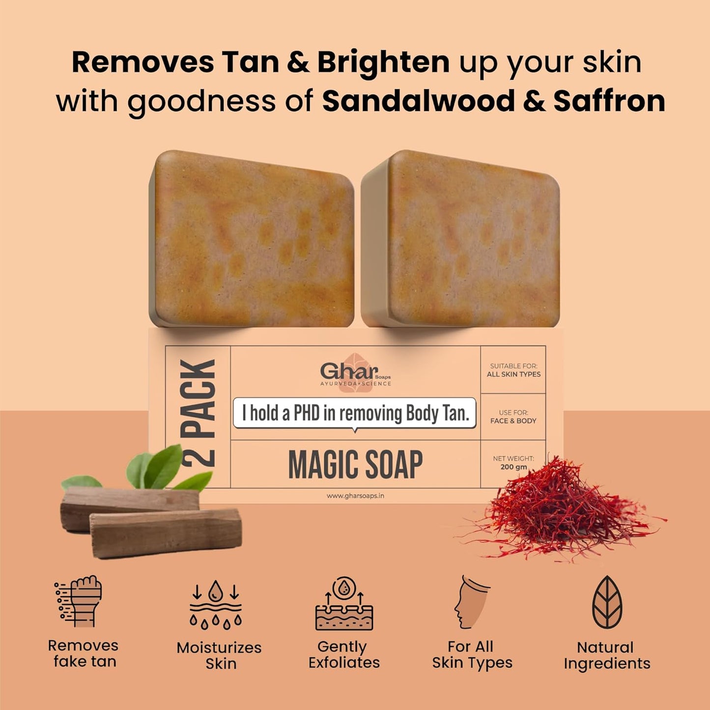 Handmade Magic Soaps For Skin Glow and Tan remover (pack of 2)